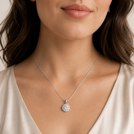 Diamond Mist Cluster Pendant with Chain