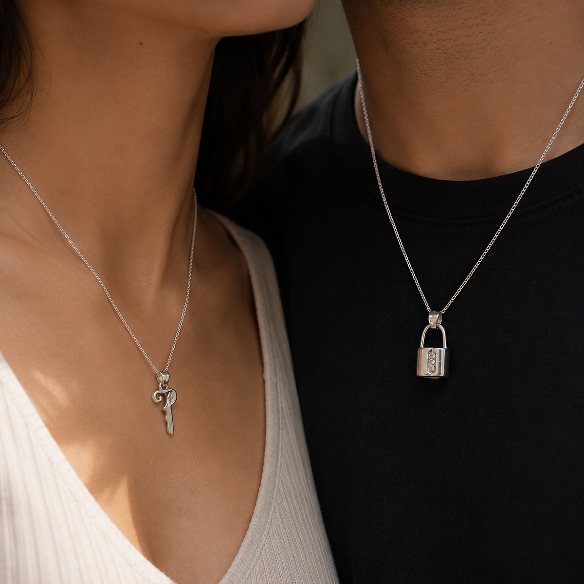 Key & Lock Couple Pendants (Without Chain)