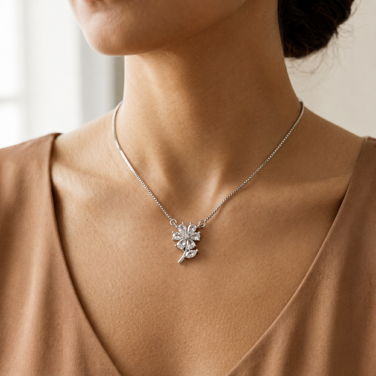 Bloom Leaf Pendant with Chain