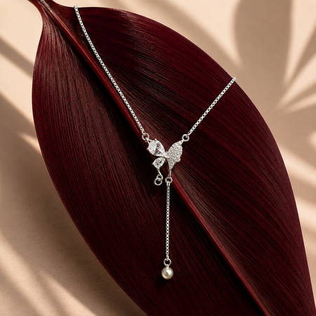 Butterfly Drop Pendant with Chain