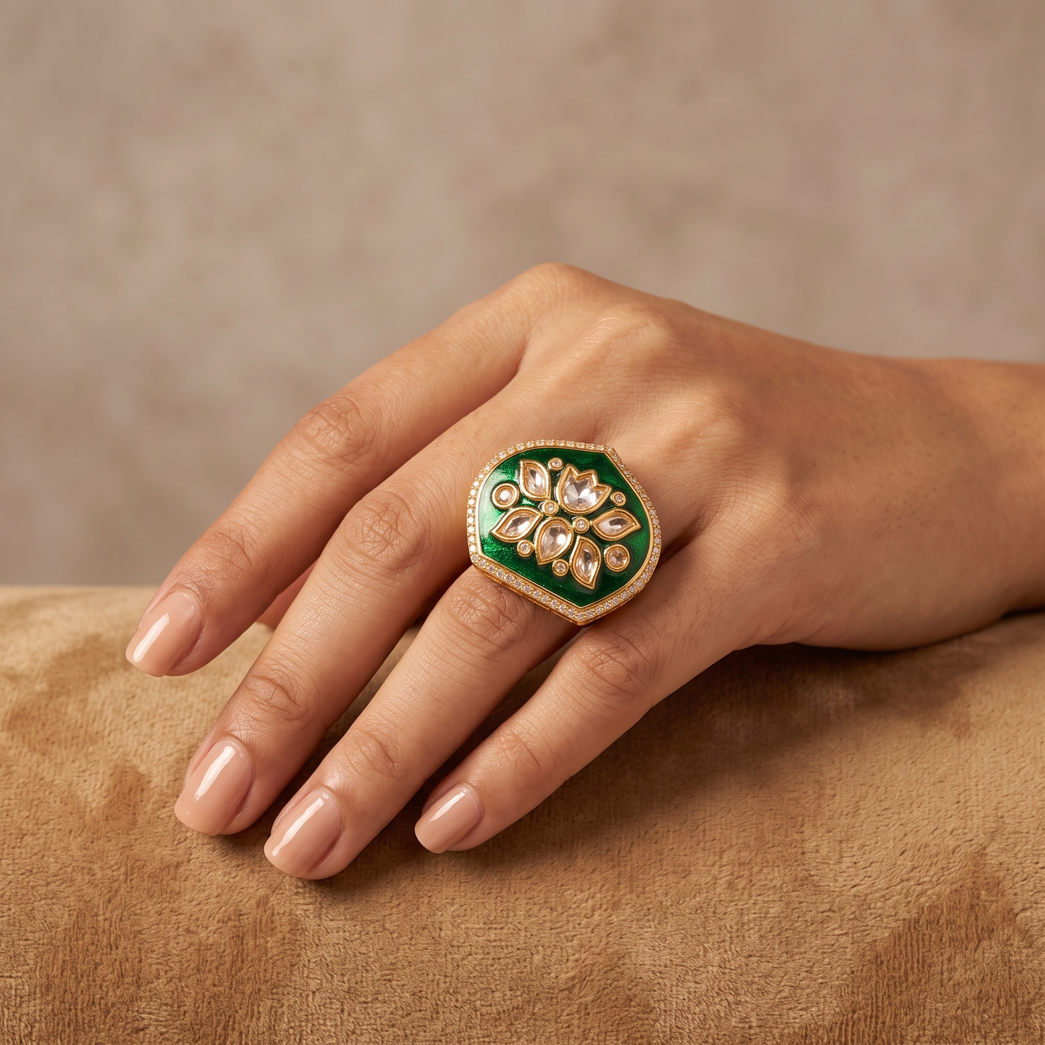Pachai Padma Polki Ring