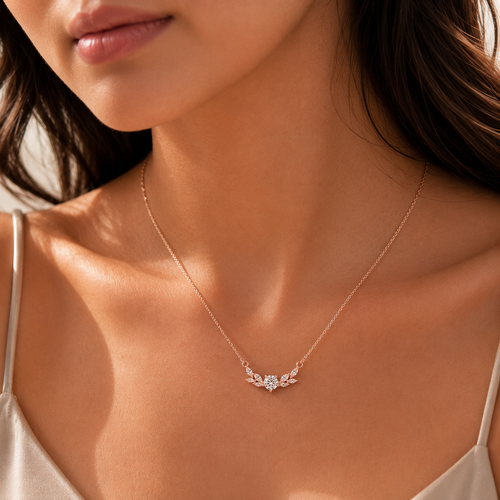 Angel Wings Rose Gold Pendant with Chain