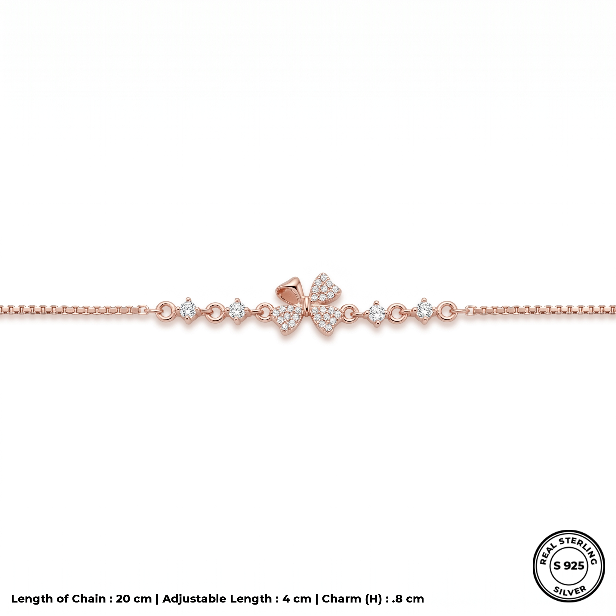 Silver Butterfly Rose Bracelet