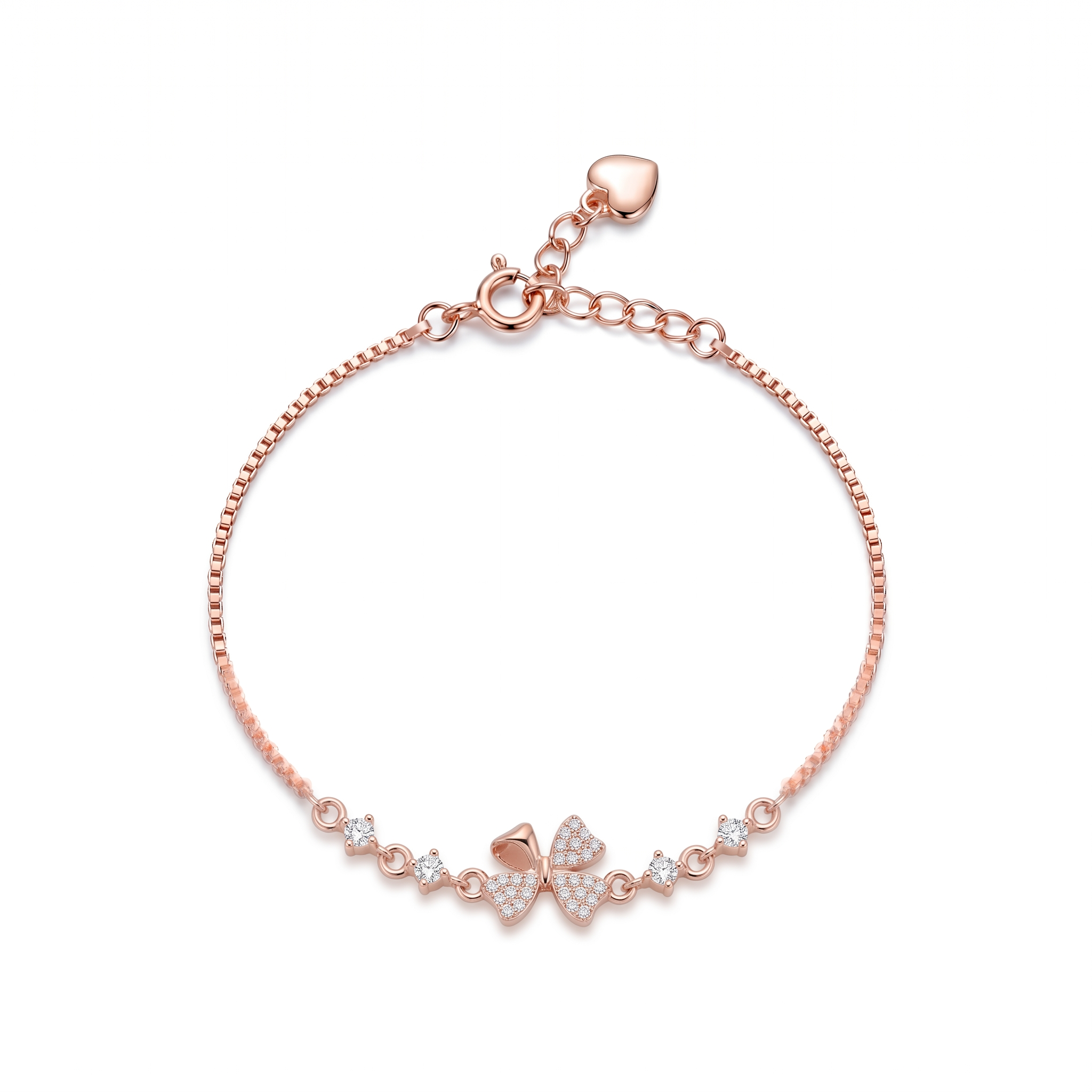 Silver Butterfly Rose Bracelet