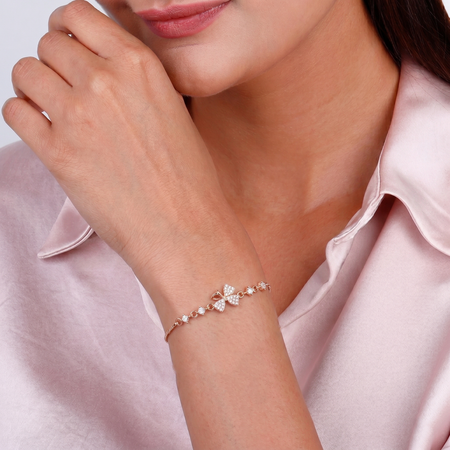Silver Butterfly Rose Bracelet
