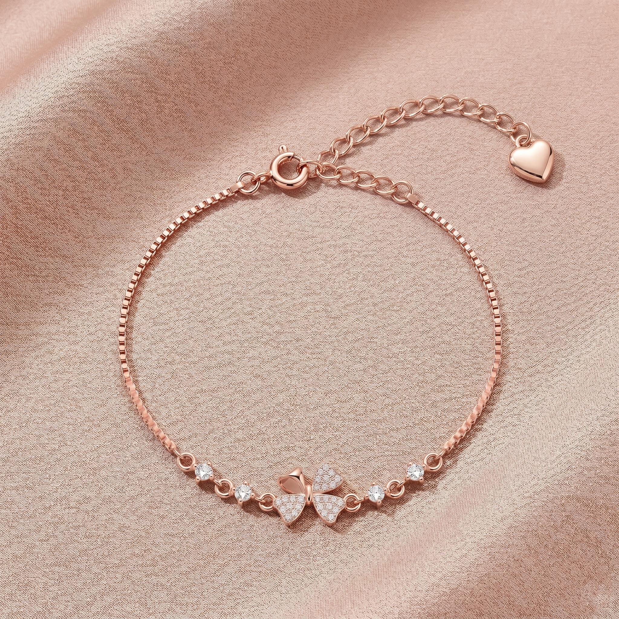Silver Butterfly Rose Bracelet