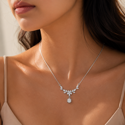 Floral Cascade Pendant with Chain