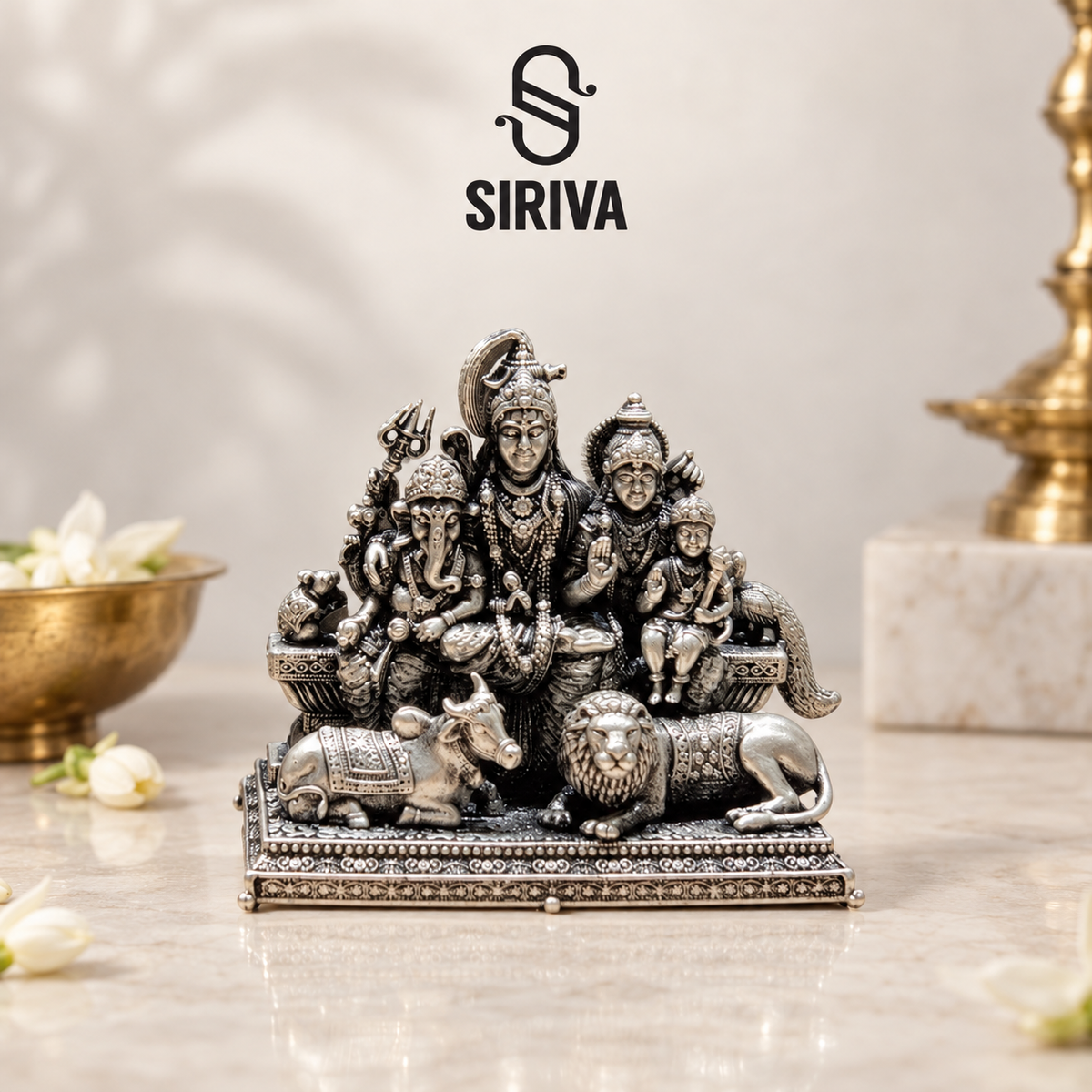 Silver Shiv Parivar Divine Blessings Idol