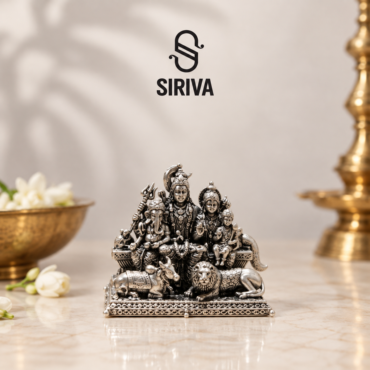 Silver Shiv Parivar Divine Blessings Idol