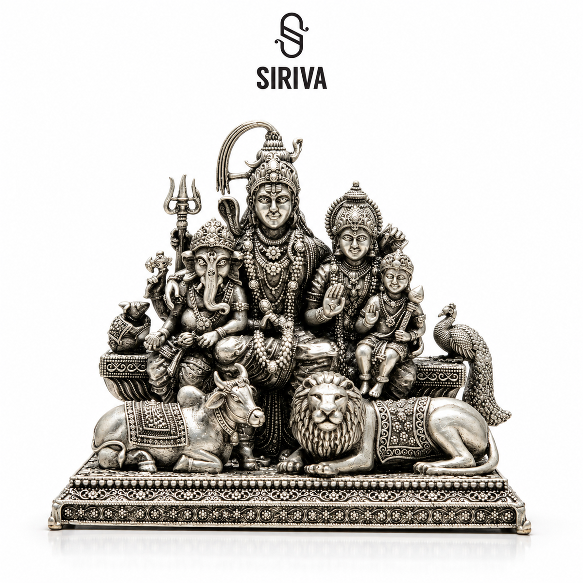Silver Shiv Parivar Divine Blessings Idol